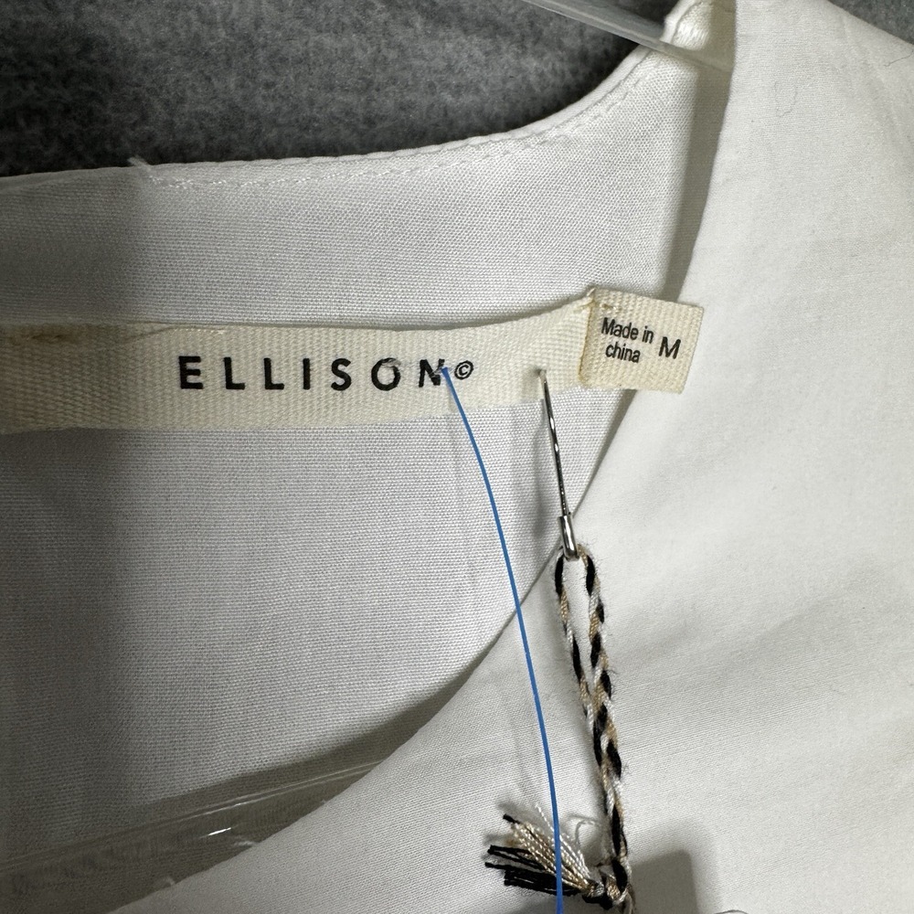 Ellison Dress Women's Size Medium Solid White Eyelet Ruffle Elsie New Bride Mini - Picture 5 of 9